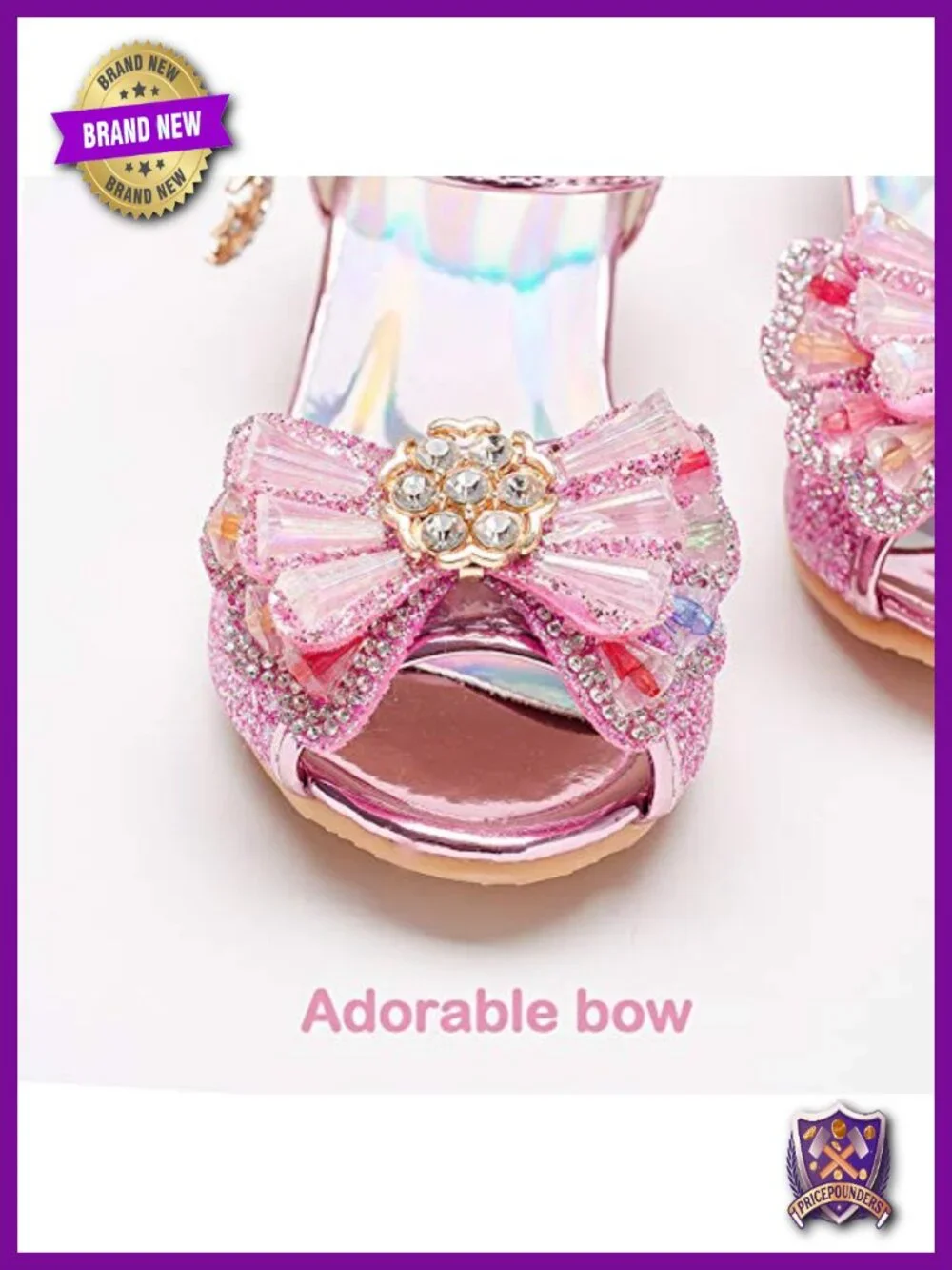 Toddler Little Kid Big Girl Wedding Sandals Rhinestone Low Heels